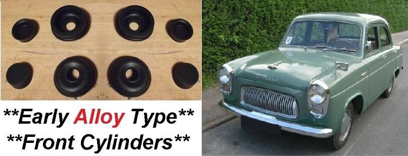 FRONT BRAKE WHEEL CYLINDER REPAIR SEALS KITS x4 (Ford Anglia 100e, Prefect) (1954- 58)